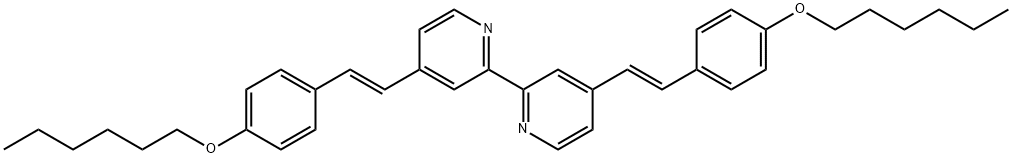4,4'-二[2-(4-己氧基苯基)乙烯基]-2,2'-联吡啶 结构式