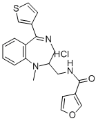 3-Furancarboxamide, N-((2,3-dihydro-1-methyl-5-(3-thienyl)-1H-1,4-benz odiazepin-2-yl)methyl)-, monohydrochloride Structure