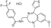 Benzamide, N-((2,3-dihydro-8-methoxy-1-methyl-5-(3-thienyl)-1H-1,4-ben zodiazepin-2-yl)methyl)-4-(trifluoromethyl)-, monohydrochloride,84671-54-5,结构式