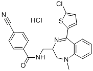 Benzamide, N-((5-(5-chloro-2-thienyl)-2,3-dihydro-1-methyl-1H-1,4-benz odiazepin-2-yl)methyl)-4-cyano-, monohydrochloride Structure