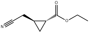 Cyclopropanecarboxylic acid, 2-(cyanomethyl)-, ethyl ester, trans- (9CI) Structure