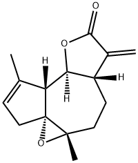 (3aS)-3a,4,5,6,6a,7,9aβ,9bα-オクタヒドロ-6,9-ジメチル-3-メチレン-6α,6aα-エポキシアズレノ[4,5-b]フラン-2(3H)-オン 化学構造式