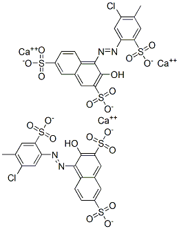 4-[(5-chloro-4-methyl-2-sulphophenyl)azo]-3-hydroxynaphthalene-2,7-disulphonic acid, calcium salt Structure