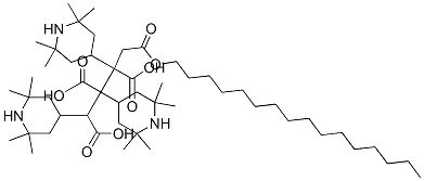 1-hexadecyl 2,3,4-tris(2,2,6,6-tetramethyl-4-piperidyl) butane-1,2,3,4-tetracarboxylate Struktur