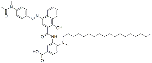 3-[[[4-[[4-(アセチルメチルアミノ)フェニル]アゾ]-1-ヒドロキシ-2-ナフタレニル]カルボニル]アミノ]-4-(メチルオクタデシルアミノ)安息香酸 化学構造式