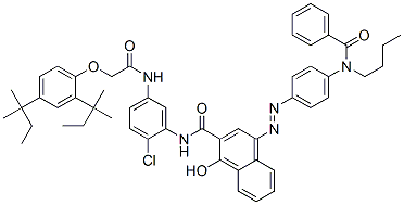 4-[[4-(benzoylbutylamino)phenyl]azo]-N-[5-[[[2,4-bis(1,1-dimethylpropyl)phenoxy]acetyl]amino]-2-chlorophenyl]-1-hydroxynaphthalene-2-carboxamide Struktur