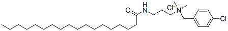 4-クロロ-N,N-ジメチル-N-[3-[(1-オキソオクタデシル)アミノ]プロピル]ベンゼンメタンアミニウム・クロリド 化学構造式