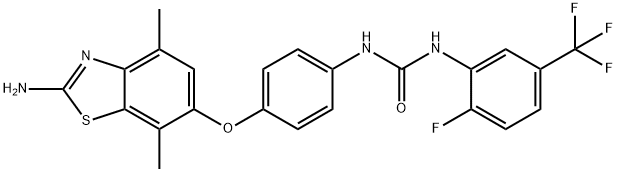 Urea,  N-[4-[(2-amino-4,7-dimethyl-6-benzothiazolyl)oxy]phenyl]-N-[2-fluoro-5-(trifluoromethyl)phenyl]- Structure