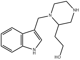 2-[1-(1H-インドール-3-イルメチル)-2-ピペラジニル]エタノール 化学構造式