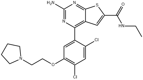NVP-BEP800;2-AMINO-4-(2,4-DICHLORO-5-(2-(PYRROLIDIN-1-YL)ETHOXY)PHENYL)-N-ETHYLTHIENO[2,3-D]PYRIMIDINE-6-CARBOXAMIDE, 847559-80-2, 结构式