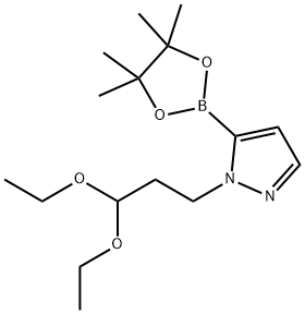 1-(3,3-ジエトキシプロピル)-5-(4,4,5,5-テトラメチル-1,3,2-ジオキサボロラン-2-イル)-1H-ピラゾール 化学構造式