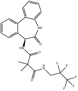 7-[3-[(2,2,3,3,3-ペンタフルオロプロピル)アミノ]-2,2-ジメチル-3-オキソプロパノイルアミノ]-5H-ジベンゾ[b,d]アゼピン-6(7H)-オン 化学構造式