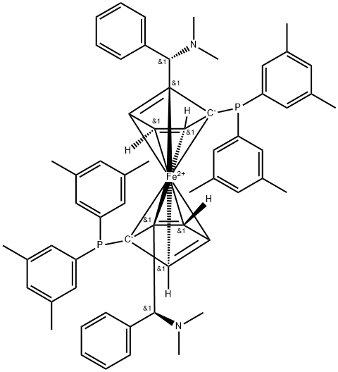 (RP,R′P)-1,1′-双[(S)-Α-(二甲氨基)苄基]-2,2′-双[二(3,5-二甲苯基)膦基]二茂铁, 847997-73-3, 结构式