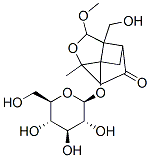 7-Oxatricyclo(4.3.0.03,9)nonan-4-one, 1-(beta-D-glucopyranosyloxy)-9-( hydroxymethyl)-8-methoxy-6-methyl- Struktur