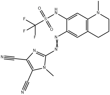 Methanesulfonamide,N-[6-[(4,5-dicyano-1-methyl-1H-imidazol-2-yl)azo]-1,2,3,4-tetrahydro-1-methyl-7-quinolinyl]-1,1,1-tri 化学構造式