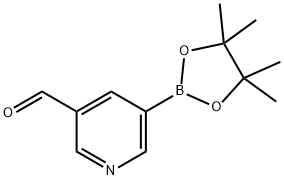 5-(4,4,5,5-テトラメチル-1,3,2-ジオキサボロラン-2-イル)ニコチンアルデヒド 化学構造式