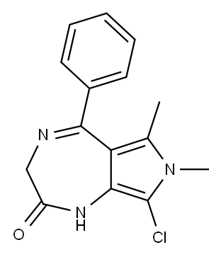 Pyrrolo(3,4-e)-1,4-diazepin-2(1H)-one, 3,7-dihydro-8-chloro-6,7-dimeth yl-5-phenyl- 结构式