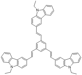 1,3,5-トリス(2-(9-エチルカバジル-3)エチレン)ベンゼン 化学構造式