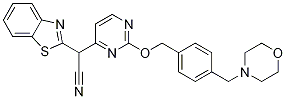 [2-[4-(モルホリノメチル)ベンジルオキシ]ピリミジン-4-イル](ベンゾチアゾール-2-イル)アセトニトリル 化学構造式