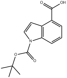 1-TERT-ブチルトキシカルボニルインドール-4-カルボン酸 化学構造式