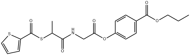 Glycine, 4-(1-oxo-2-((2-thienylcarbonyl)thio)propyl)-, 4-(propoxycarbo nyl)phenyl ester Structure
