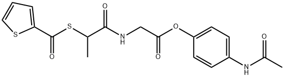 Glycine, N-(1-oxo-2-((2-thienylcarbonyl)thio)propyl)-, 4-(acetylamino) phenyl ester Structure