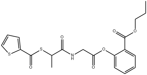 Glycine, N-(1-oxo-2-((2-thienylcarbonyl)thio)propyl)-, 2-(propoxycarbo nyl)phenyl ester 结构式