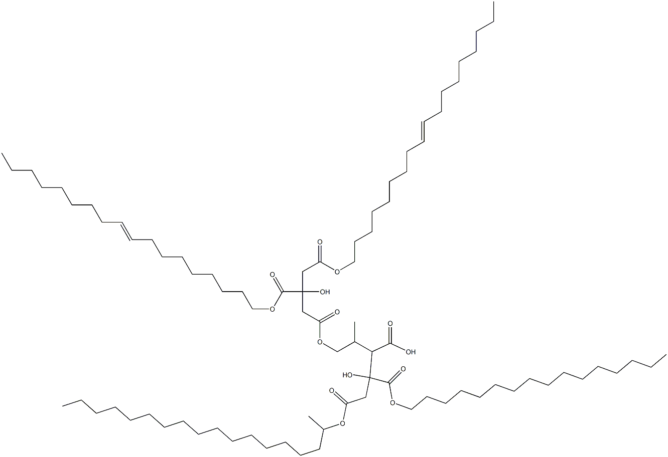 2-ヒドロキシ-1,2,3-プロパントリカルボン酸1-ヘキサデシル3-[2-[[3-ヒドロキシ-5-(9-オクタデセニルオキシ)-3-[(9-オクタデセニルオキシ)カルボニル]-1,5-ジオキソペンチル]オキシ]-1-メチルエチル]2-オクタデシル 化学構造式