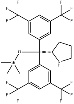 (S)-2-[(Bis(3,5-bis(trifluoromethyl)phenyl)trimethylsilanyloxy)methyl]pyrrolidine,  (S)-2-[(Bis(3,5-bis(trifluoromethyl)phenyl)trimethylsilyloxy)methyl]pyrrolidine,  (S)-α,α-[3,5-Bis(trifluoromethyl)phenyl]prolinol  trimethylsilyl  ether Struktur