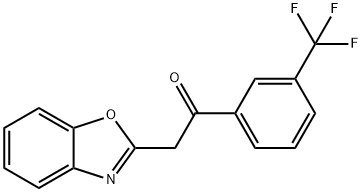 2-(1,3-ベンゾキサゾール-2-イル)-1-[3-(トリフルオロメチル)フェニル]エタノン 化学構造式