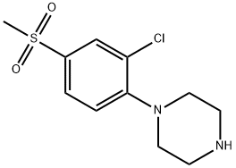 1-[4-クロロ-2-(メチルスルホニル)フェニル]ピペラジン 化学構造式