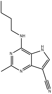 5H-Pyrrolo(3,2-d)pyrimidine-7-carbonitrile, 4-(butylamino)-2-methyl- Struktur