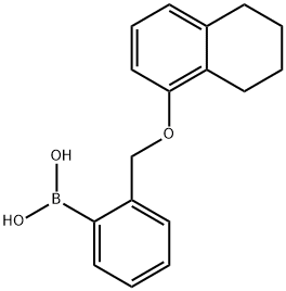 2-[(1',2',3',4'-テトラヒドロ-5-ナフチルオキシ)メチル]フェニルボロン酸 化学構造式