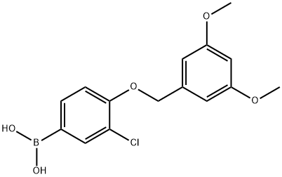 3-クロロ-4-(3',5'-ジメトキシベンジルオキシ)フェニルボロン酸 化学構造式