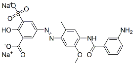 sodium 5-[[4-[(3-aminobenzoyl)amino]-5-methoxy-o-tolyl]azo]-3-sulphosalicylate Struktur