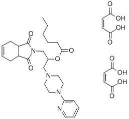 Hexanoic acid, 1-((1,3,3a,4,7,7a-hexahydro-1,3-dioxo-2H-isoindol-2-yl) methyl)-2-(4-(2-pyridinyl)-1-piperazinyl)ethyl ester, (Z)-2-butenedioa te (1:2) - Struktur