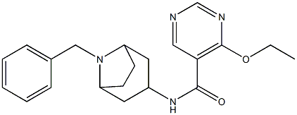 5-Pyrimidinecarboxamide, 4-ethoxy-N-(8-(phenylmethyl)-8-azabicyclo(3.2 .1)oct-3-yl)-, exo- Structure