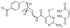 2-Amino-4-methoxy-N-(8-(p-nitrobenzyl)-3-beta-nortropanyl)-5-pyrimidin ecarboxamide maleate Structure