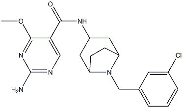 2-Amino-N-(8-(m-chlorobenzyl)-3-beta-nortropanyl)-4-methoxy-5-pyrimidi necarboxamide 结构式