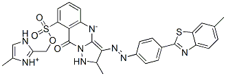 2-methyl-3-[[4-(6-methylbenzothiazol-2-yl)phenyl]azo]pyrazolo[5,1-b]quinazoline-9(1H)-one, mono[(4-methyl-1H-imidazolyl)methyl] monosulpho derivative 结构式