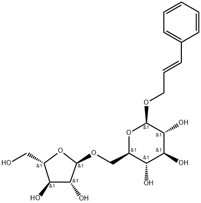 [(E)-3-フェニル-2-プロペニル]6-O-(α-L-アラビノフラノシル)-β-D-グルコピラノシド 化学構造式