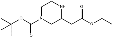 3-ETHOXYCARBONYLMETHYL-PIPERAZINE-1-CARBOXYLIC ACID TERT-BUTYL ESTER Structure