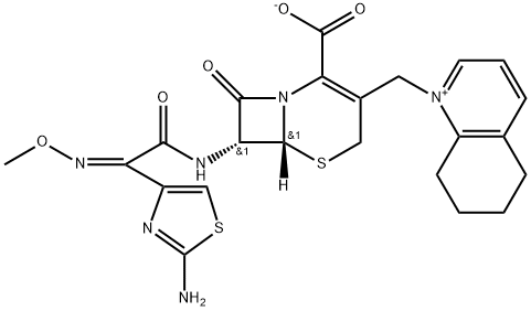 7-[(Z)-2-(2-氨基-4-噻唑基)-2-(甲氧基亚氨基)乙酰胺基]-8-氧代-5-硫杂-1-氮杂双环[4.2.0]辛-2-烯-2-甲酸-3-甲基-(5,6,7,8-四氢喹啉鎓)内盐,84957-30-2,结构式