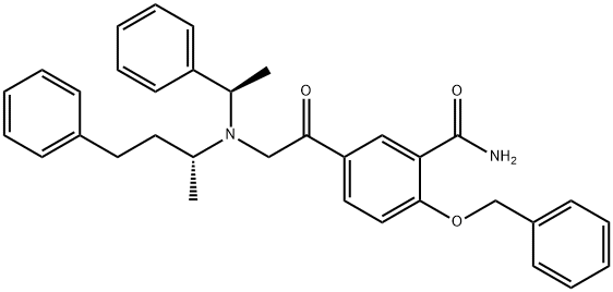 [R-(R*,R*)]-2-(benzyloxy)-5-[[(1-methyl-3-phenylpropyl)(1-phenylethyl)amino]acetyl]benzamide 结构式
