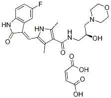 849643-15-8 5-[(Z)-(5-氟-1,2-二氢-2-氧代-3H-吲哚-3-亚基)甲基]-N-[(2S)-2-羟基-3-(4-吗啉基)丙基]-2,4-二甲基-1H-吡咯-3-甲酰胺马来酸盐