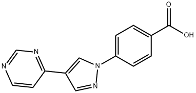4-(4-ピリミジン-4-イル-1H-ピラゾール-1-イル)安息香酸 化学構造式