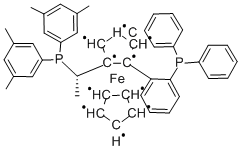 (S)‐1‐[(S)‐2‐(2′‐ジフェニルホスフィノフェニル)フェロセニル]エチルジ(3,5‐キシリル)ホスフイン 化学構造式