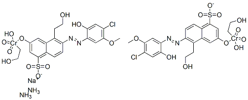 Chromate(3-), bis[6-[(4-chloro-2-hydroxy-5-methoxyphenyl)azo]-5-hydroxy-1-naphthalenesulfonato(3-)]-, diethanolamine sodium salts Struktur