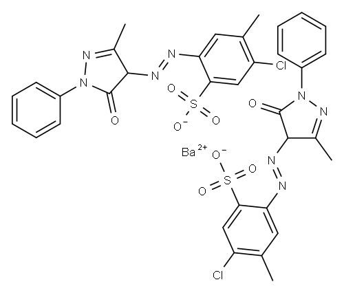 barium bis[5-chloro-2-[(4,5-dihydro-3-methyl-5-oxo-1-phenyl-1H-pyrazol-4-yl)azo]-p-toluenesulphonate] 结构式