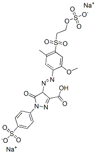 disodium hydrogen 4,5-dihydro-4-[[2-methoxy-5-methyl-4-[[2-(sulphonatooxy)ethyl]sulphonyl]phenyl]azo]-5-oxo-1-(4-sulphonatophenyl)-1H-pyrazole-3-carboxylate 结构式
